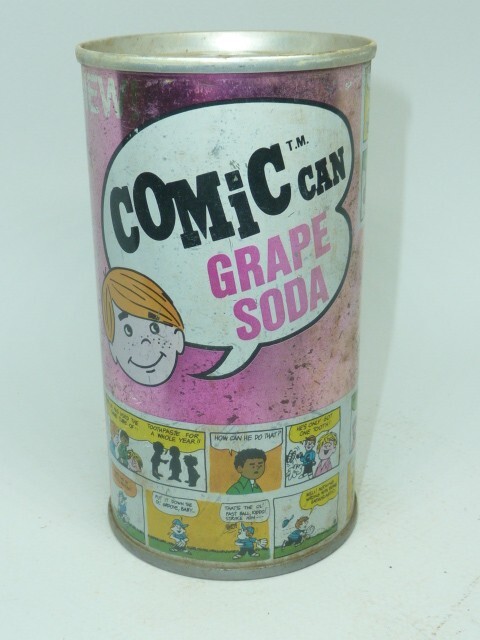 Empty Top Opened 12oz Comic Can Grape Soda Tab-Top