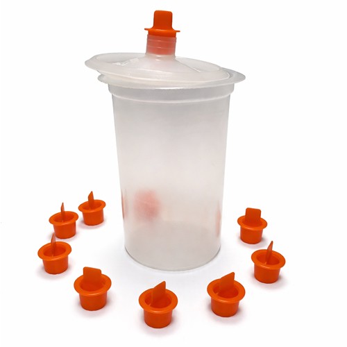 DeVilbiss DeKups EVO 24 oz Disposable Cup, 125 Micron Lid Refill Kit, 50-Pack