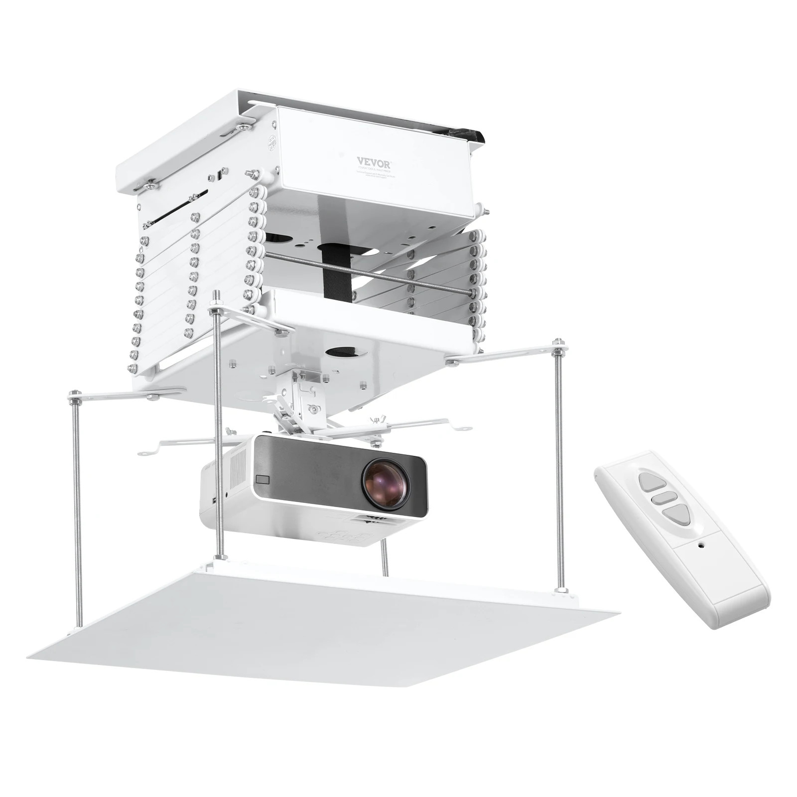 Motorized Projector Lift Hidden Projector Ceiling Mount w/ Remote &Wired Control