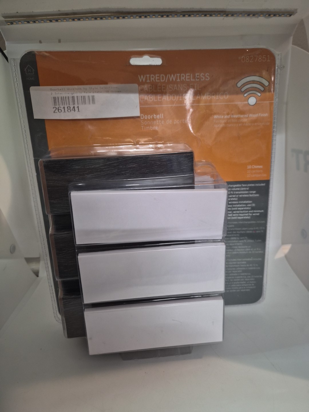 Style Selections Wired/Wireless Doorbell White Wood Slats 0827851 / SS-7581-03