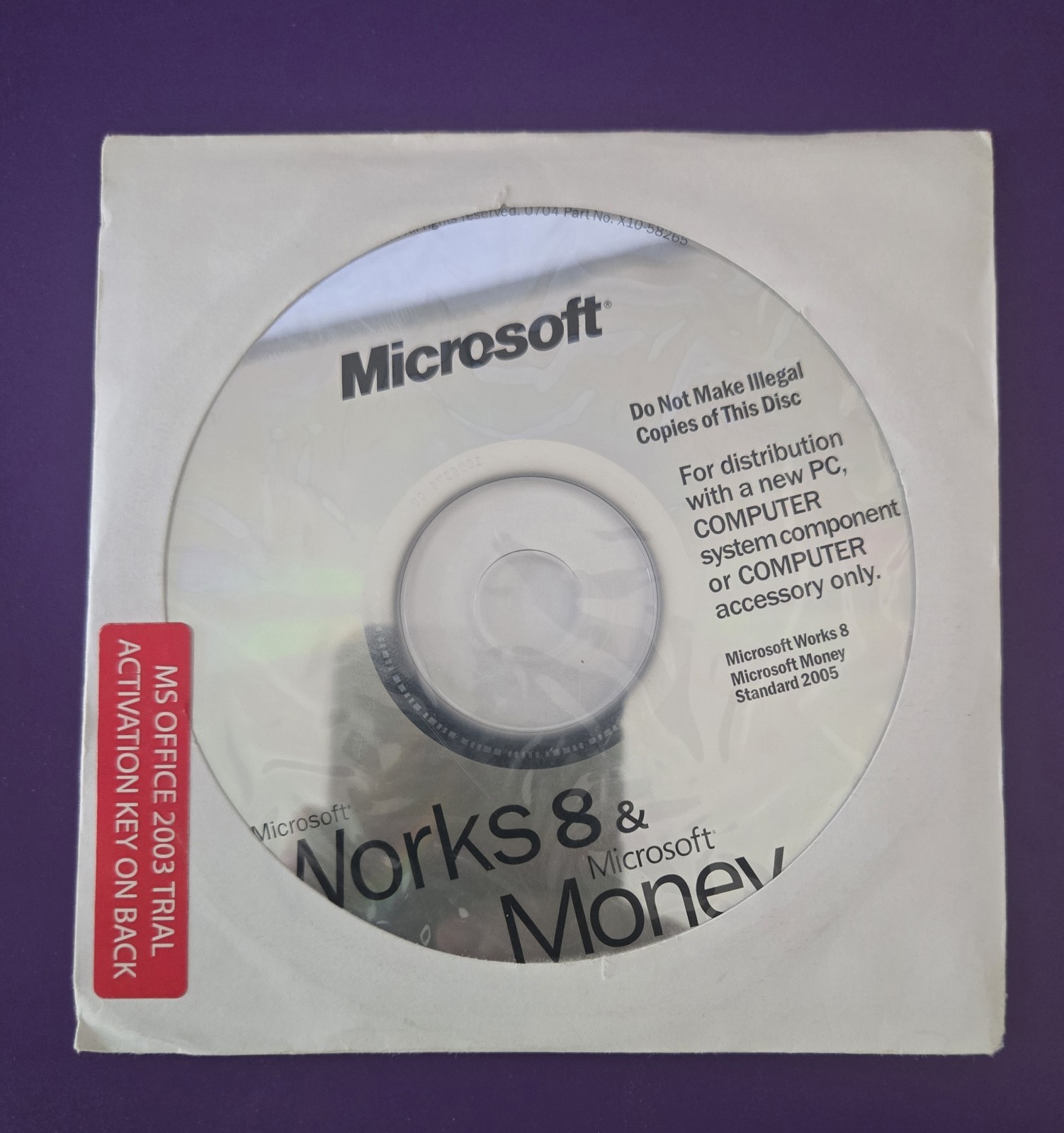 Used Microsoft 2005 Works 8 & Money With Office S&T 2003 Trial Used Open