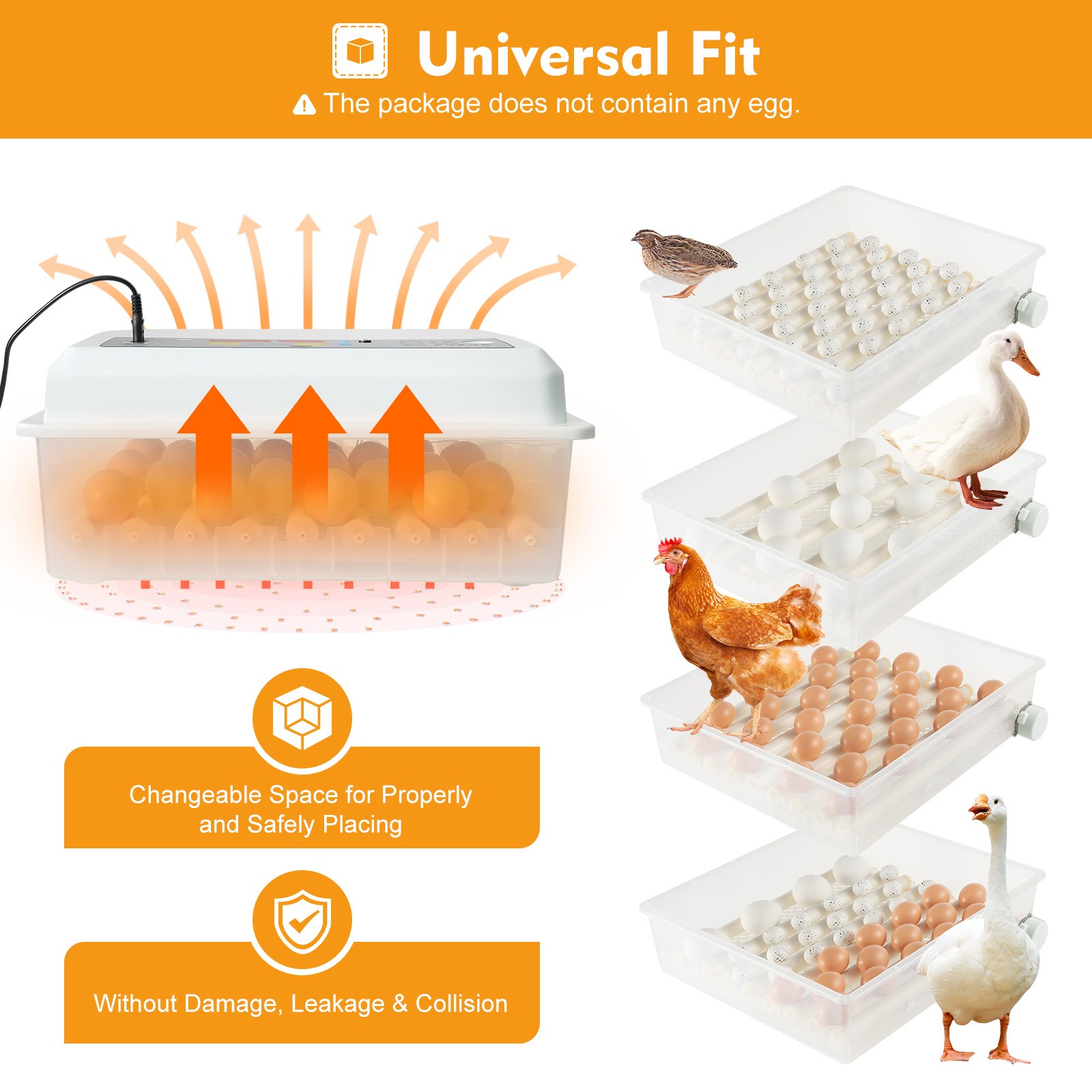 Egg Incubator 64 Eggs Fully Digital Automatic Hatcher Fits Hatching Chicken Farm