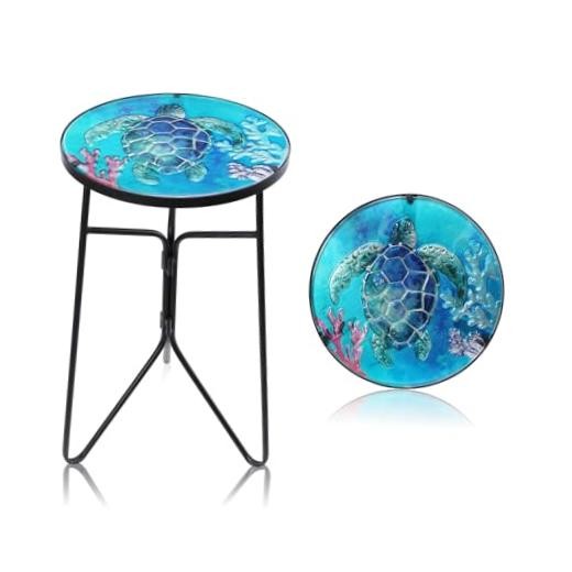 Patio Side Table Outdoor Accent Table Bistro Coffee Table Plant End Table