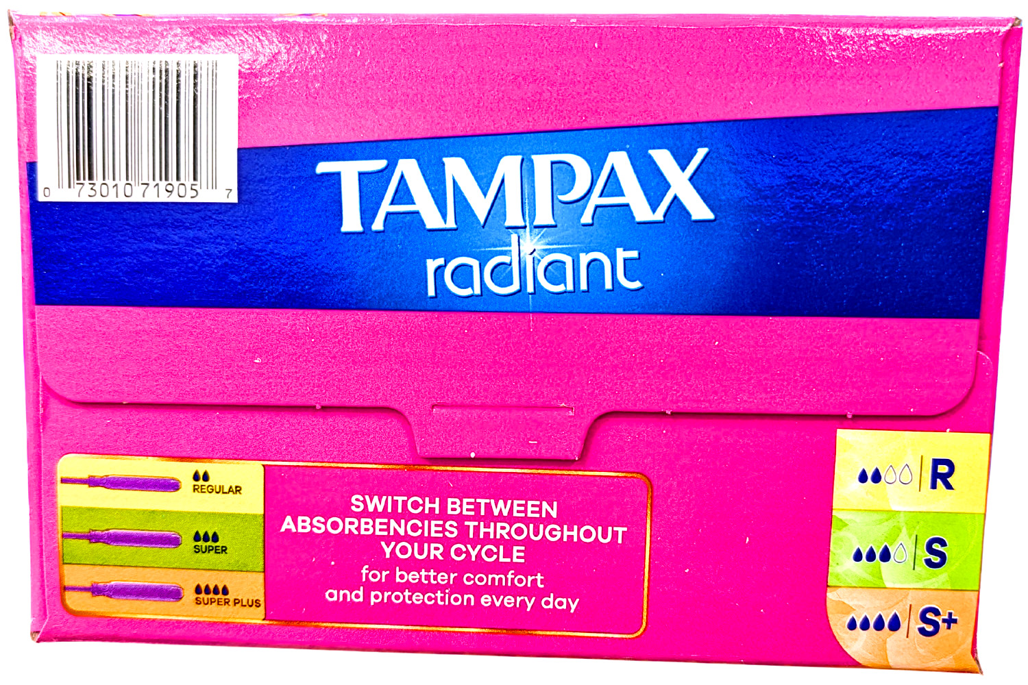 Tampax Radiant Tampons Trio Pack Unscented 77 Count