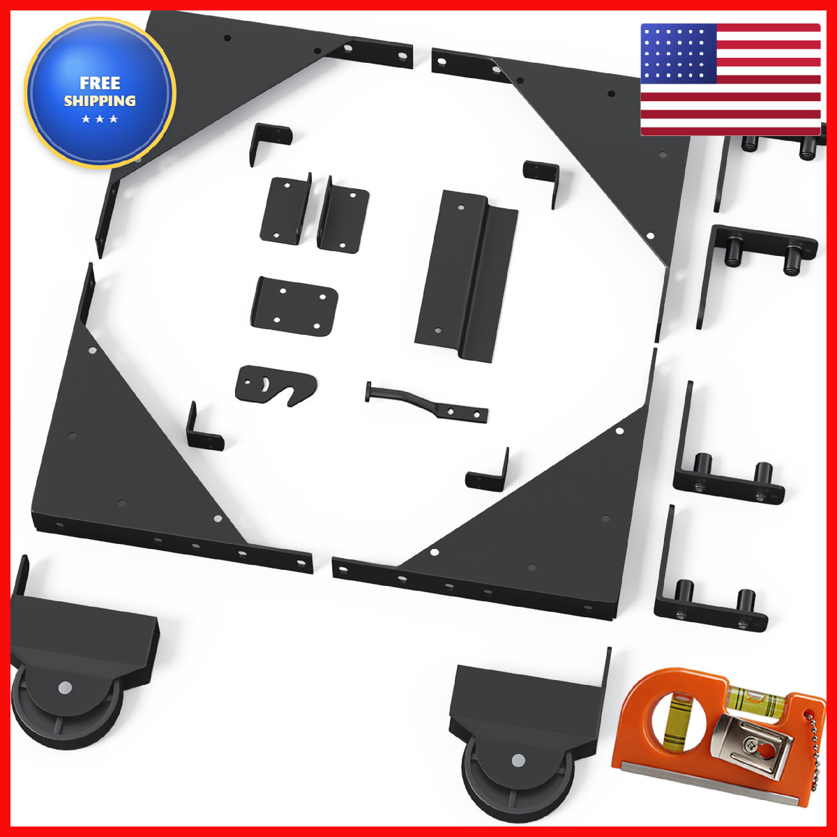 Vanoshome Sliding Gate Hardware Kit Anti-Sag Rolling Wooden Gate Corner Brace