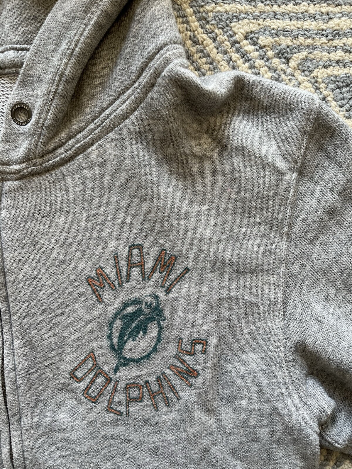 Junk Food Miami Dolphins Zip Front Hooded Sweatshirt - Grey - Medium - Missing S
