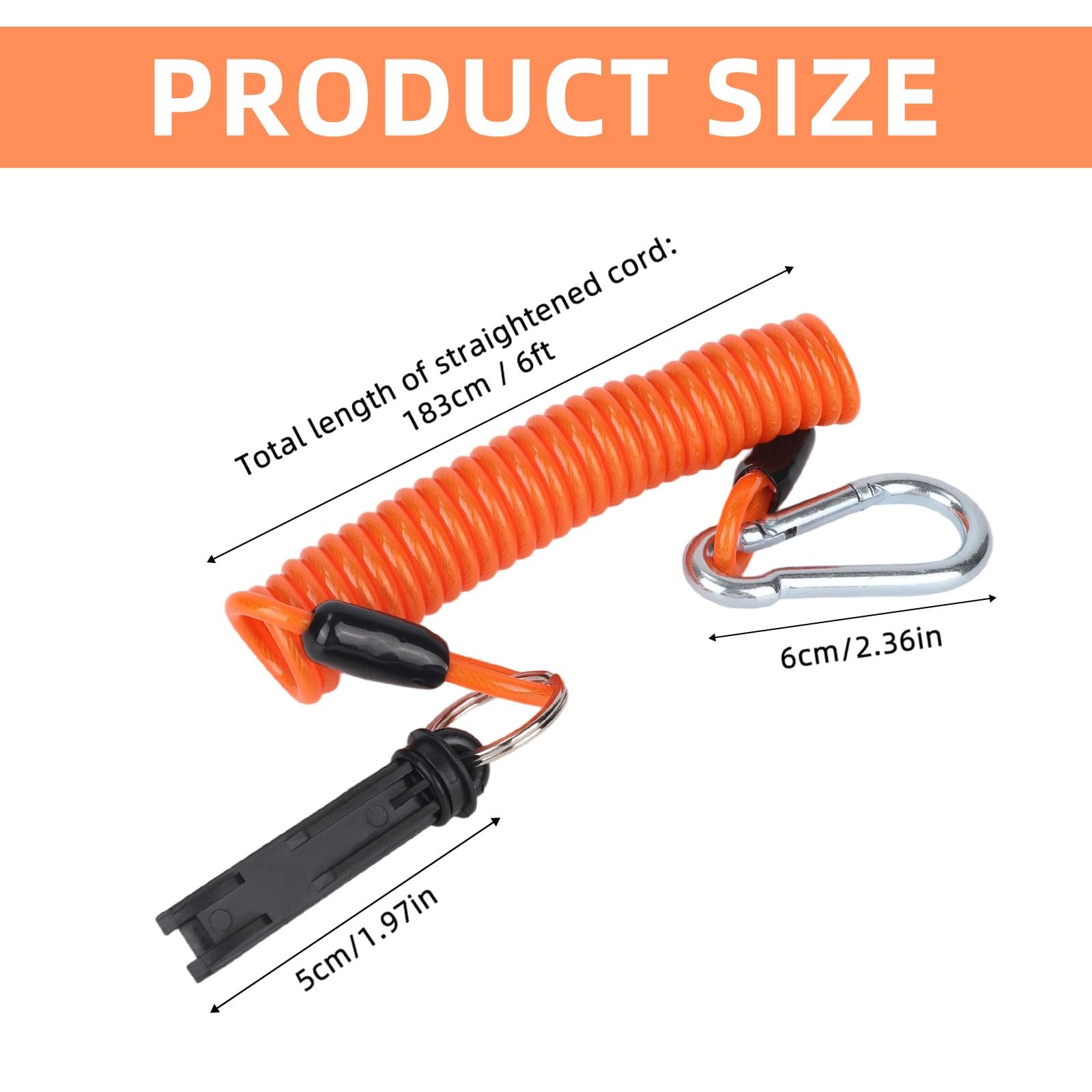 Trailer Brake Away Cable, 6ft High Rebound Spring Emergency Safety Cable Stra...