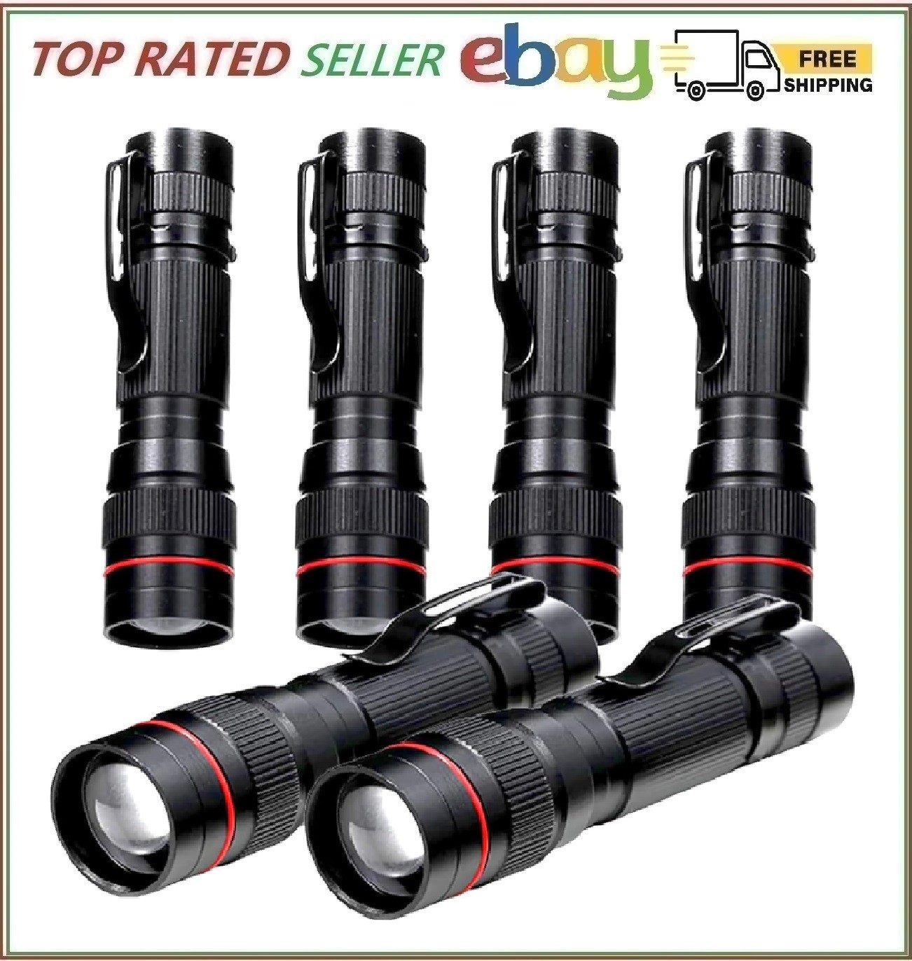 Hilngav 6 Pack Small Mini LED Flashlight, Single Mode Zoomable Flashlights AA Ba