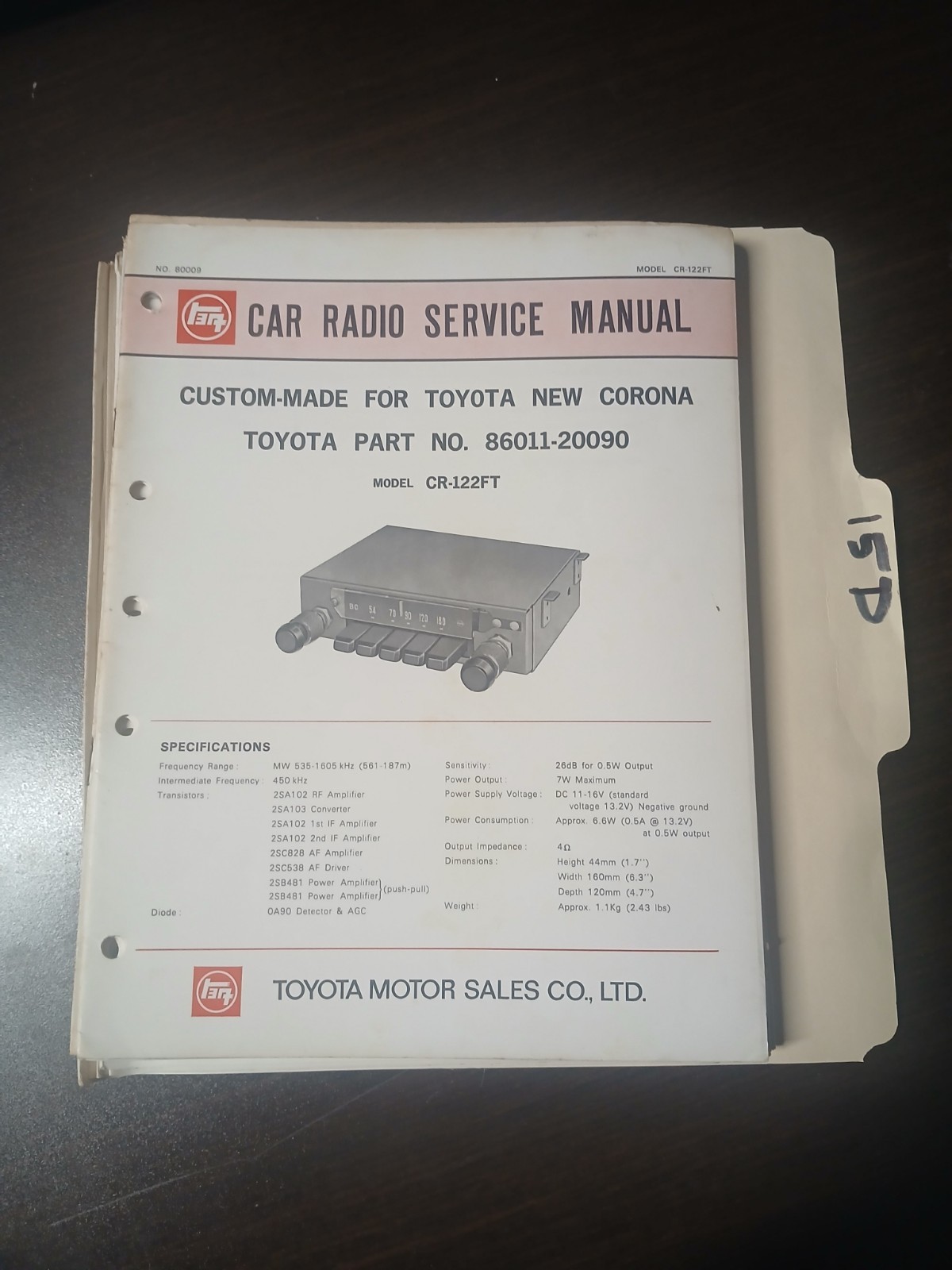 Toyota CR 122 FT Toyota New Corona Service Manual Original Repair Book