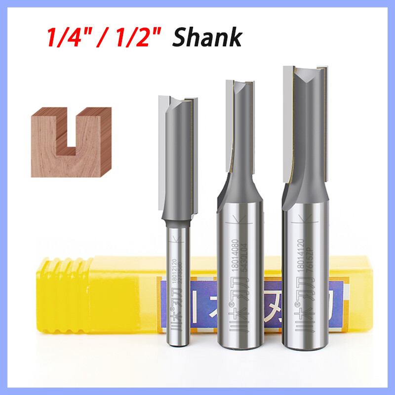 1/4" 1/2" Shank TCT Flush Trim Straight Router Bit 2 Flute Wood Milling Cutter