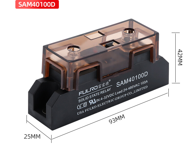 Industrial solid state relay SAM40100D 100A In=4-32VDC Load=24-480VAC