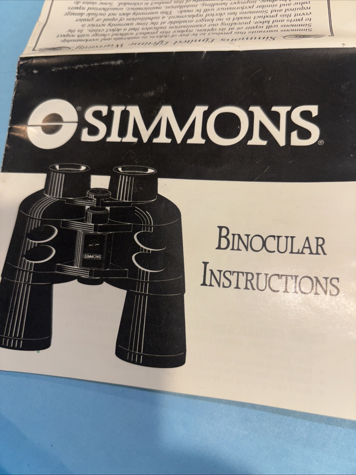 Simmons Binocular Instructions Only