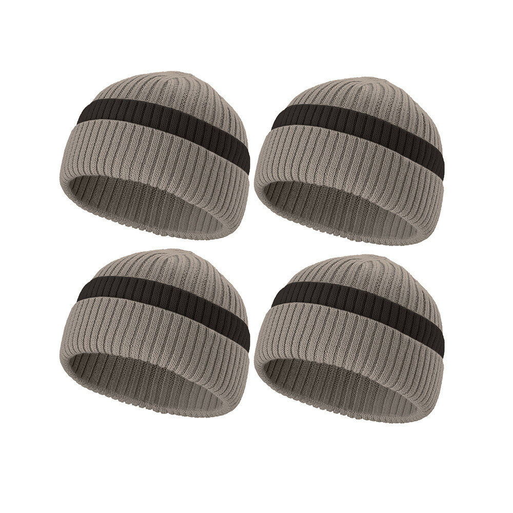 4 Pcs Ohsunny Women's Beanie Cap Winter Warm Soft Knitted Thick Wool Hat - Gray