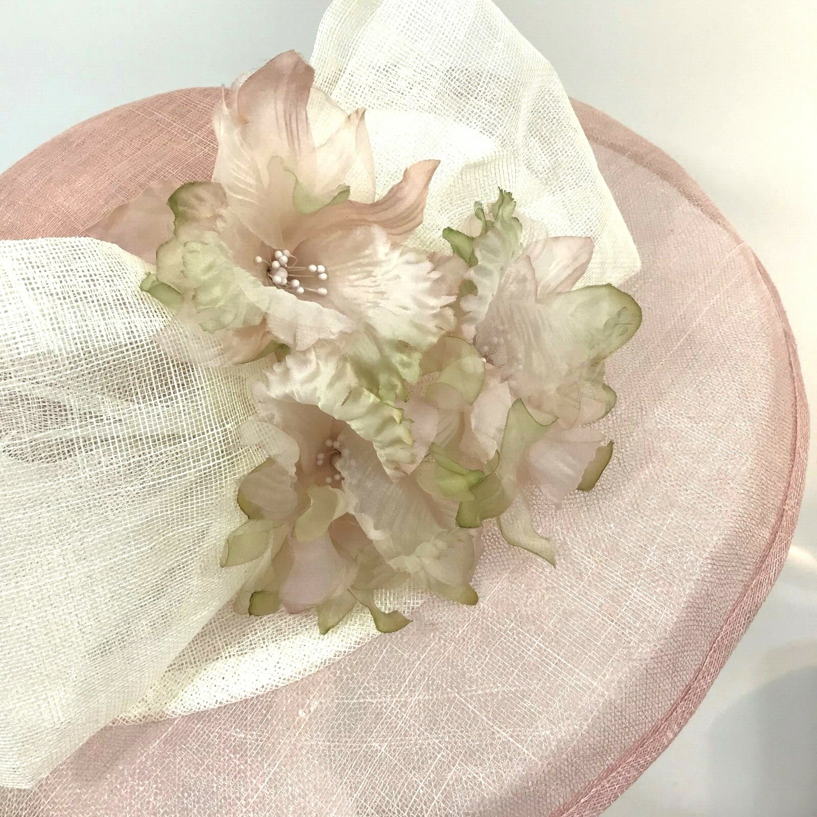 Exclusive Pink & Cream Millinery by Hat Couture Wedding Bridal Race Hat