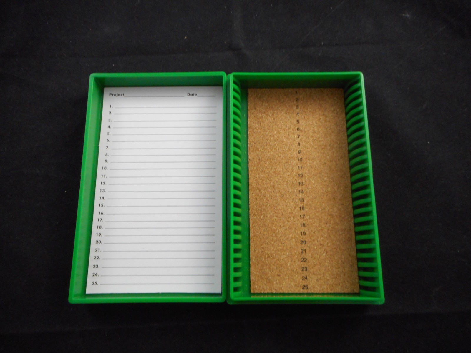 HEATHROW Plastic 25 Place Premium Microscope Slide Box Cork Lining 5.5” x 3.5"