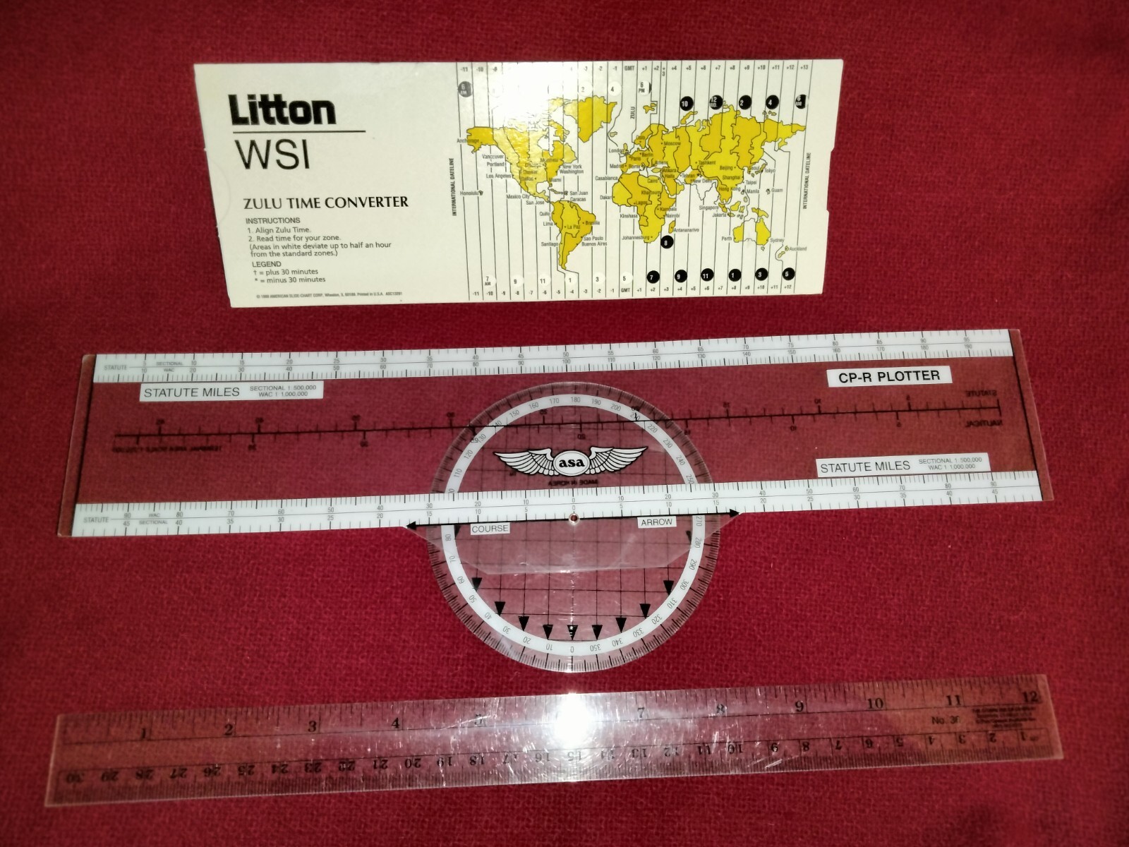 Aviation lot WSI Zulu Time Converter ASA CP-R nautical plotter C-Thru ruler