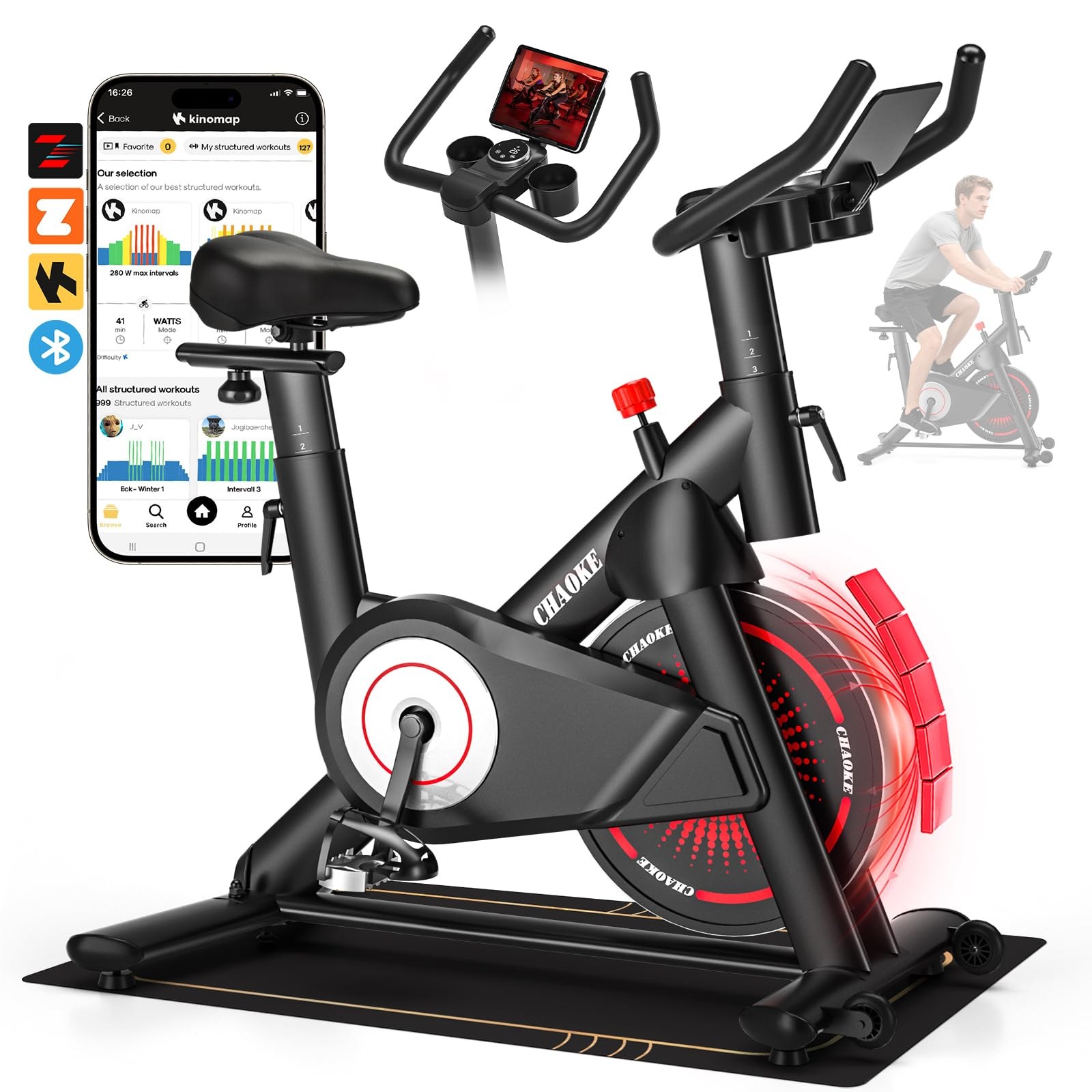 Exercise Bike, Quiet Adjustable Magnetic Stationary Bike for Home Cardio with...