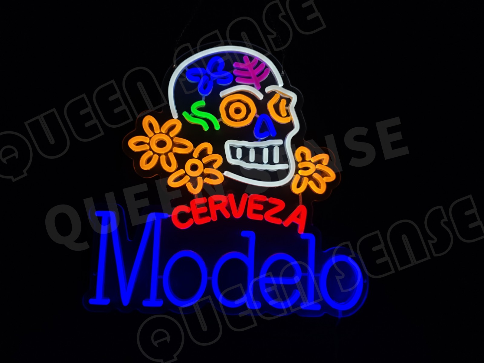 Cerveza Modelo Skull LED Neon Sign With Dimmer USB Powered Adjustable Light