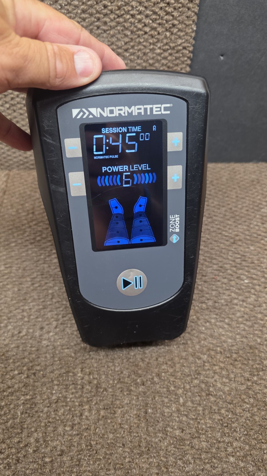 Normatec Pulse Leg Compression Recovery pump. No compression sleeves.