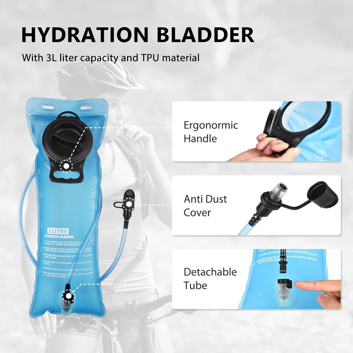 17L Hydration Backpack with 3L TPU Water Bladder, Water Backpack Hydration Pack
