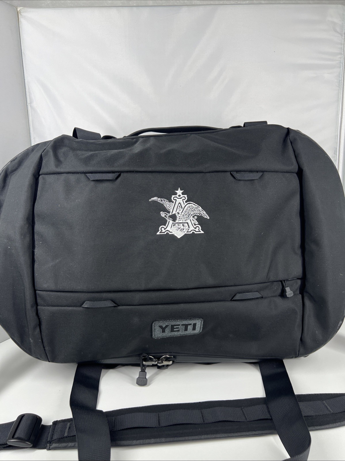 Yeti Crossroad 40L Travel Duffel Bag Black Anheuser Busch Embroidered Logo NWOT