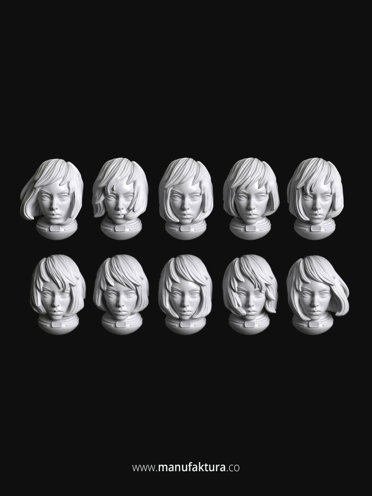 Sisters of Battle 06a Heads x10 - 28mm Scale Resin Bits by Manufaktura Minis