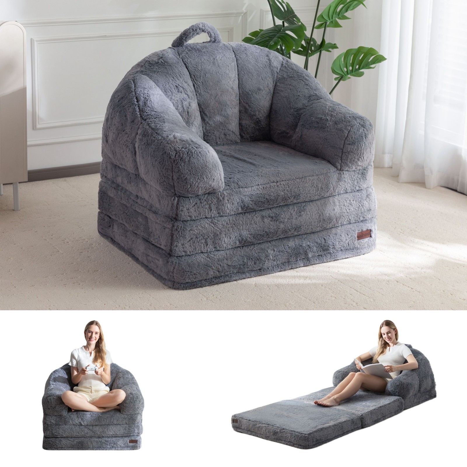 MAXYOYO Folding Sofa Bed,2-in-1 Convertible Sofa, Bean Bag Chair with Armrests