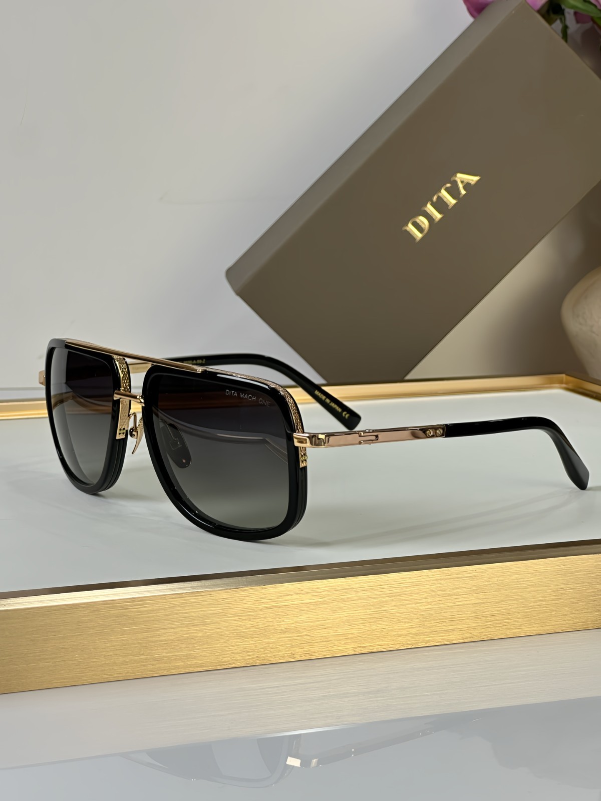 Dita Mach-One Sunglasses DRX-2030 - Luxury Black Gold Aviator 59-15-135 New