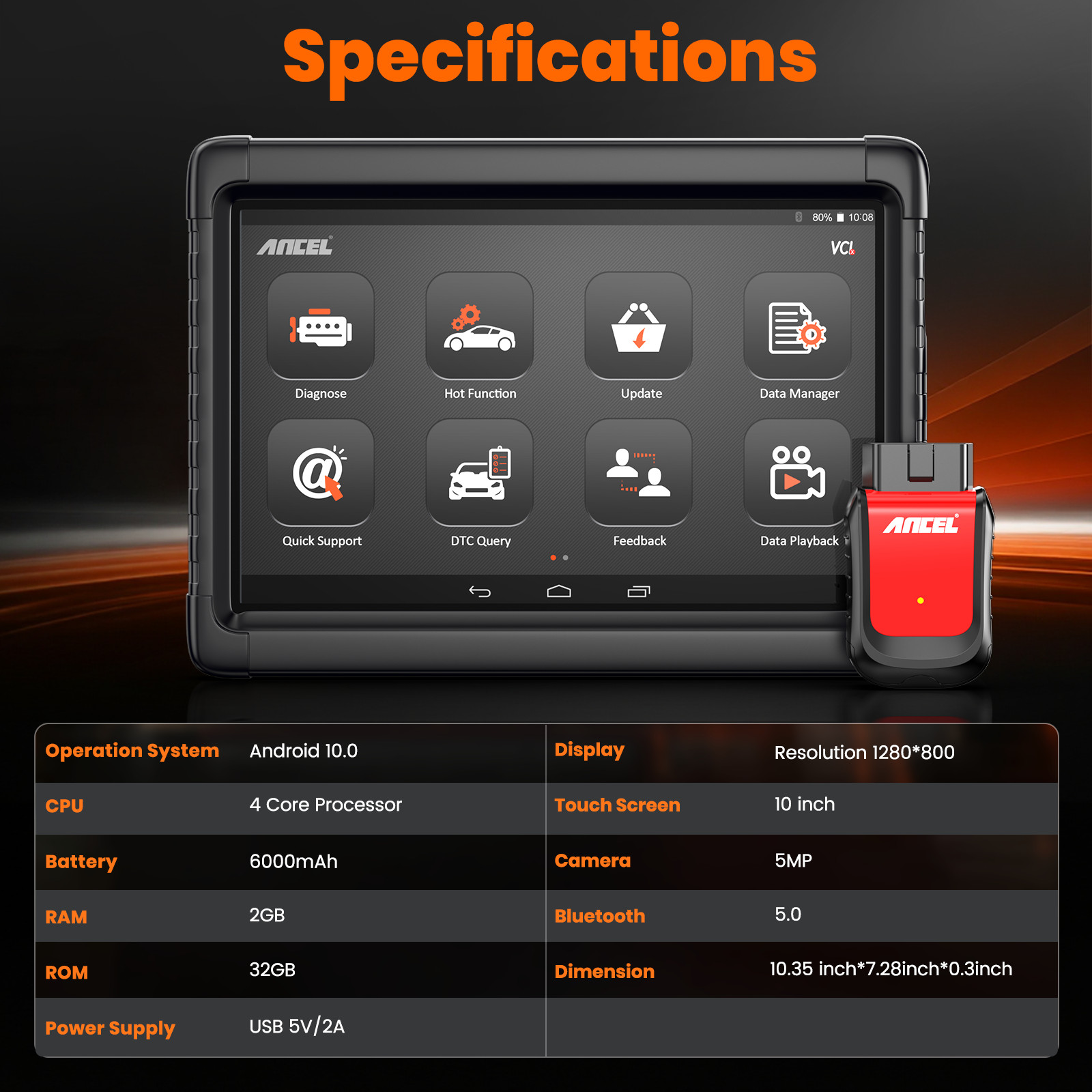ANCEL X6 Bidirectional Scan Tool OBD2 Scanner Auto Diagnostic Tool All System