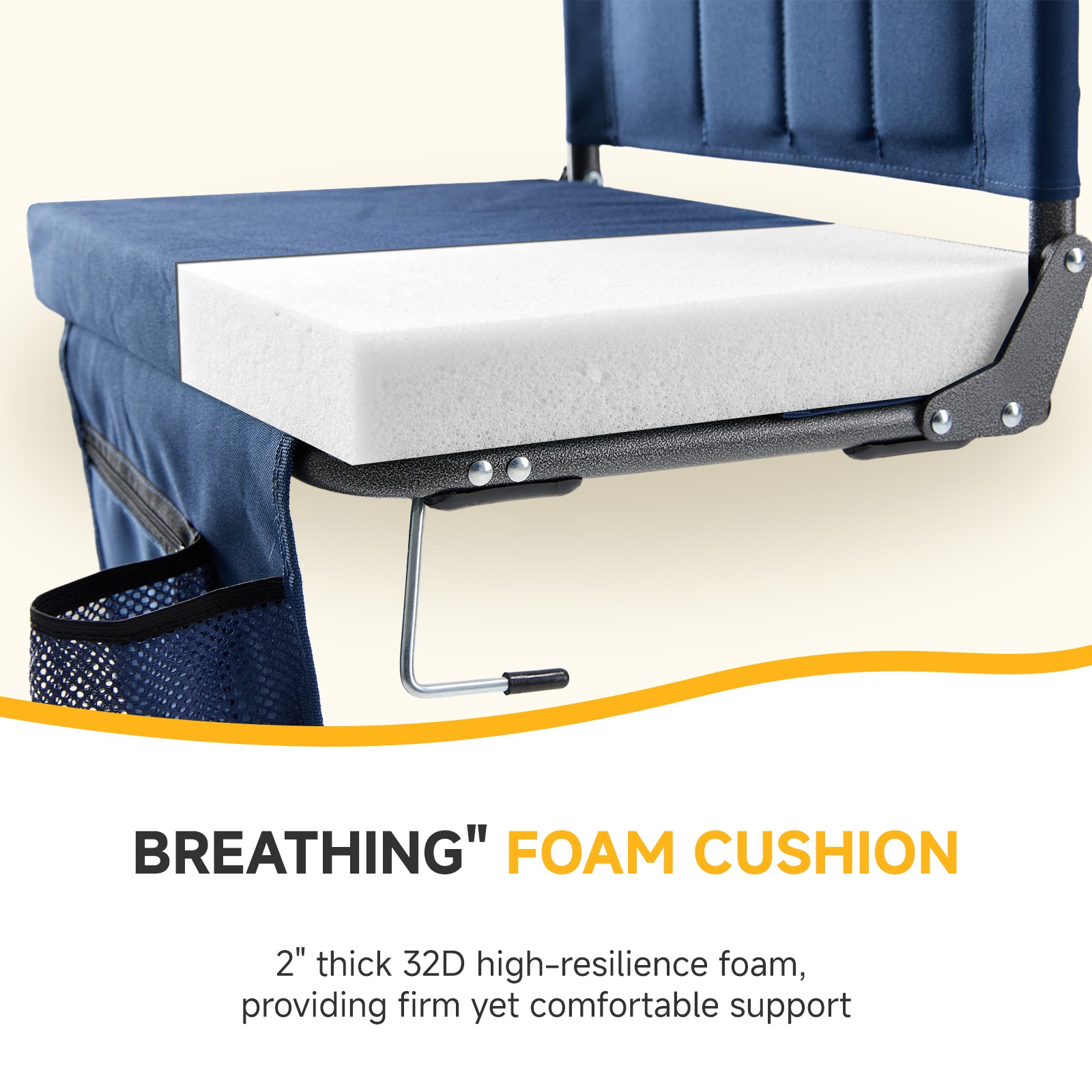 Stadium Seats With Backrest Support, Thick Seats With Cup Holders, Storage Pocke