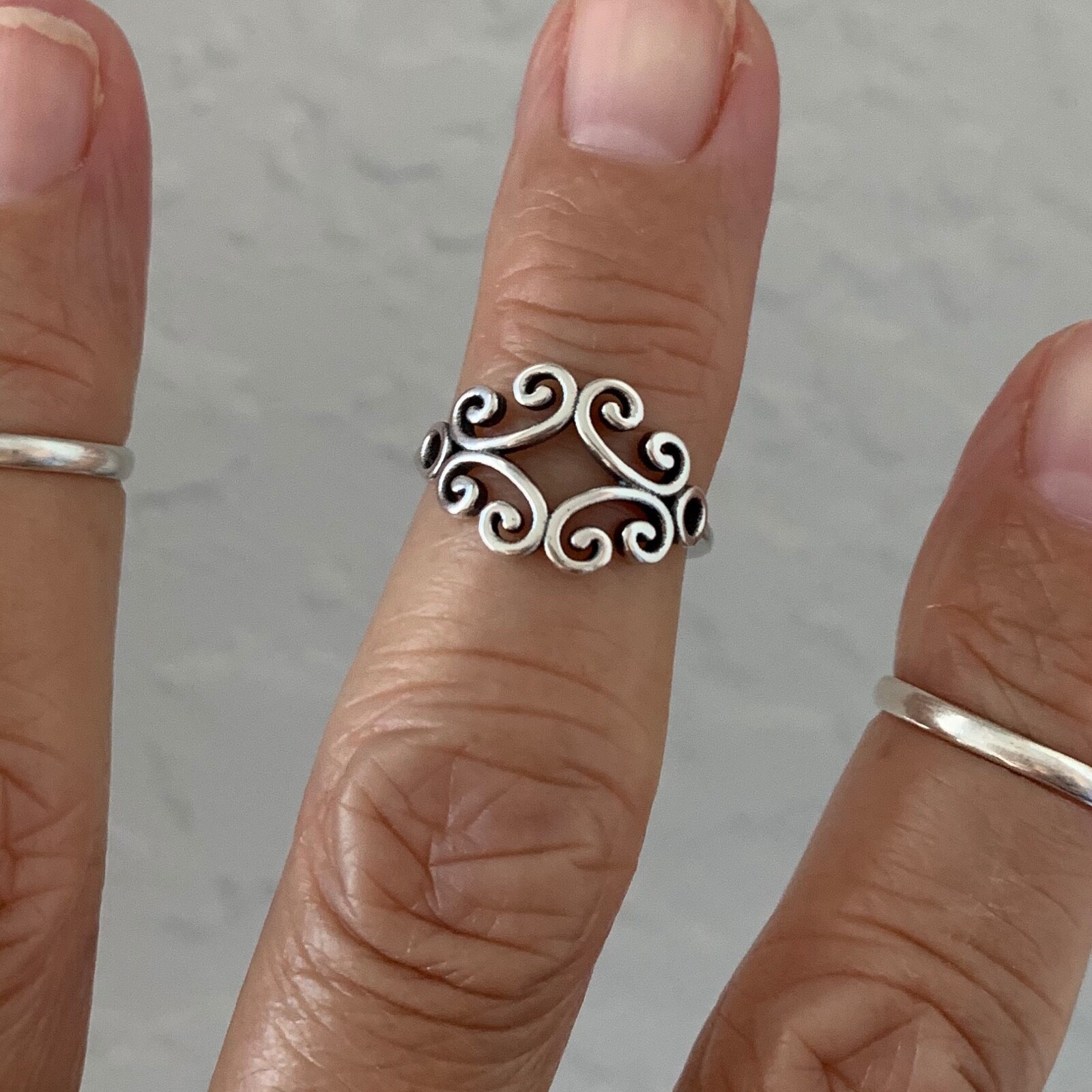 Sterling Silver Swirly Toe Ring, Silver Rings, Swirl Ring, Boho Ring
