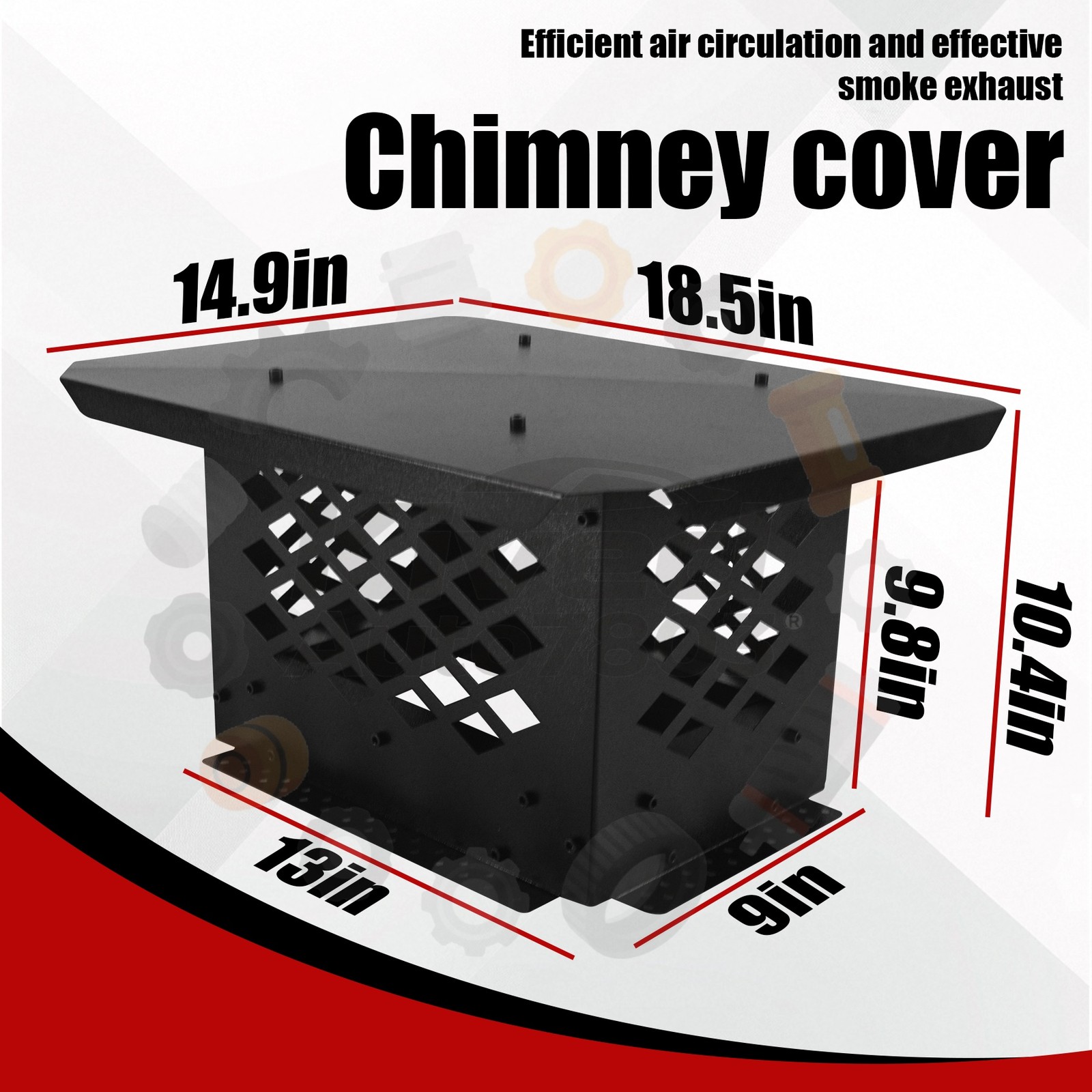 Rainproof Black 13"x9" Chimney Cap Flue Caps Fireplace Chimney Cover Outdoor