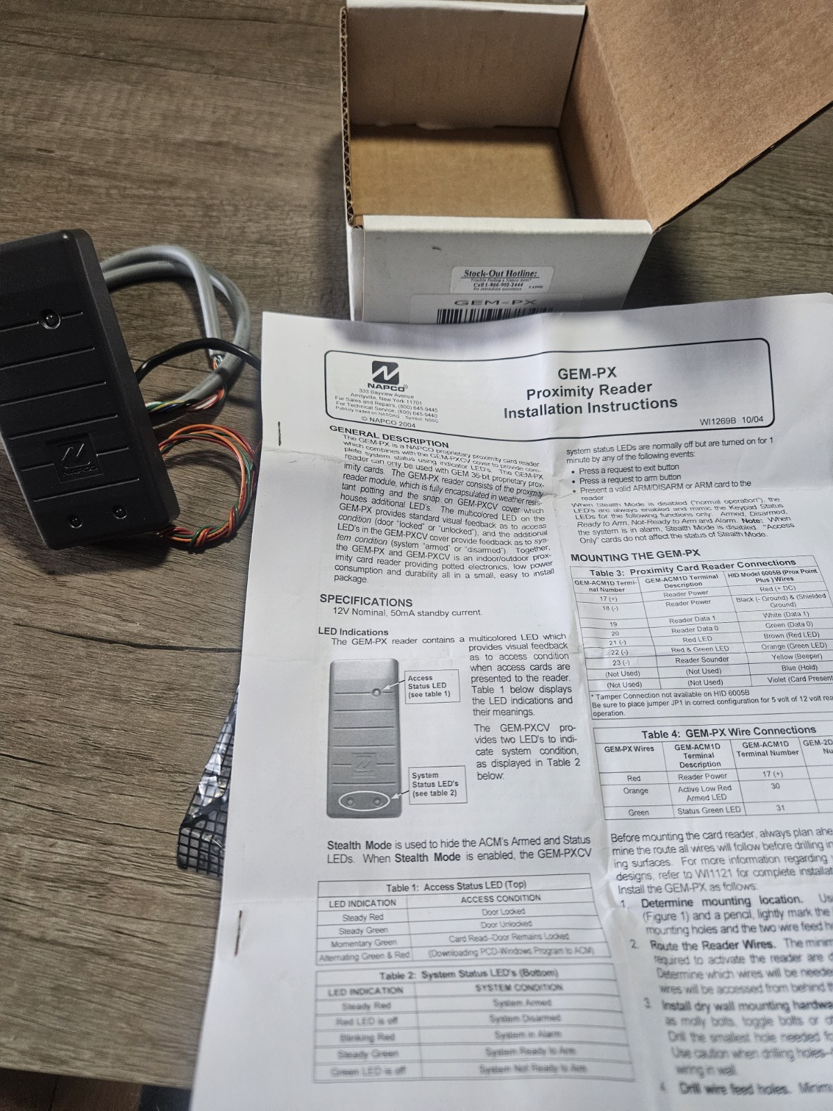 GEM-PX NAPCO Proximity Reader New In Box