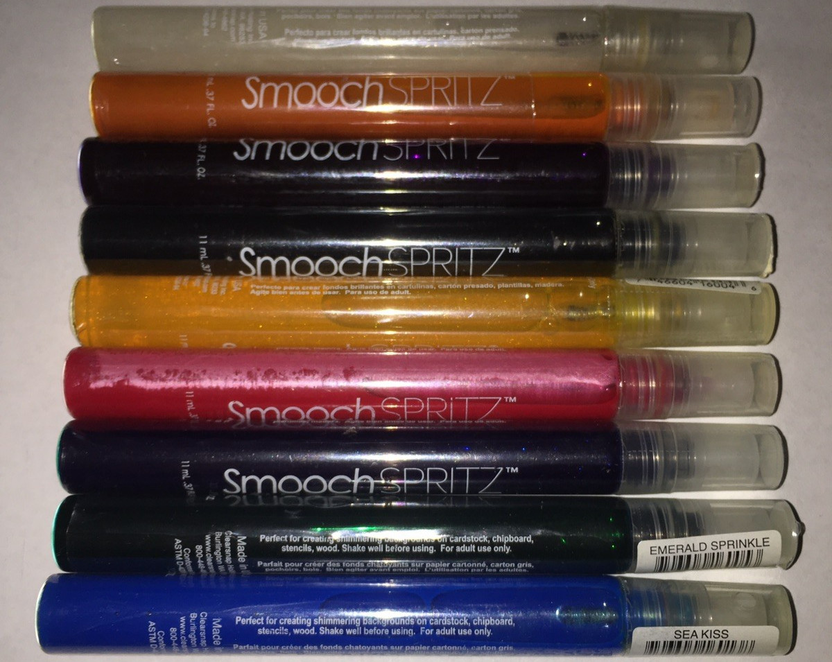 Lot of 9 brand new Smooch Spritz Craft Spray Ink Bottles .37fl oz