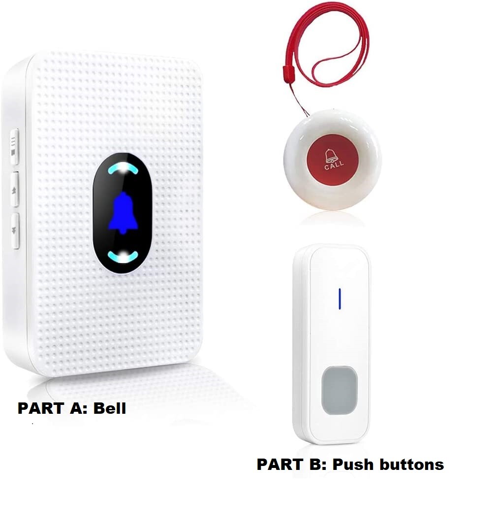 Wireless caregiver pager 1 chime and 2 call buttons + FREE SHIPPING