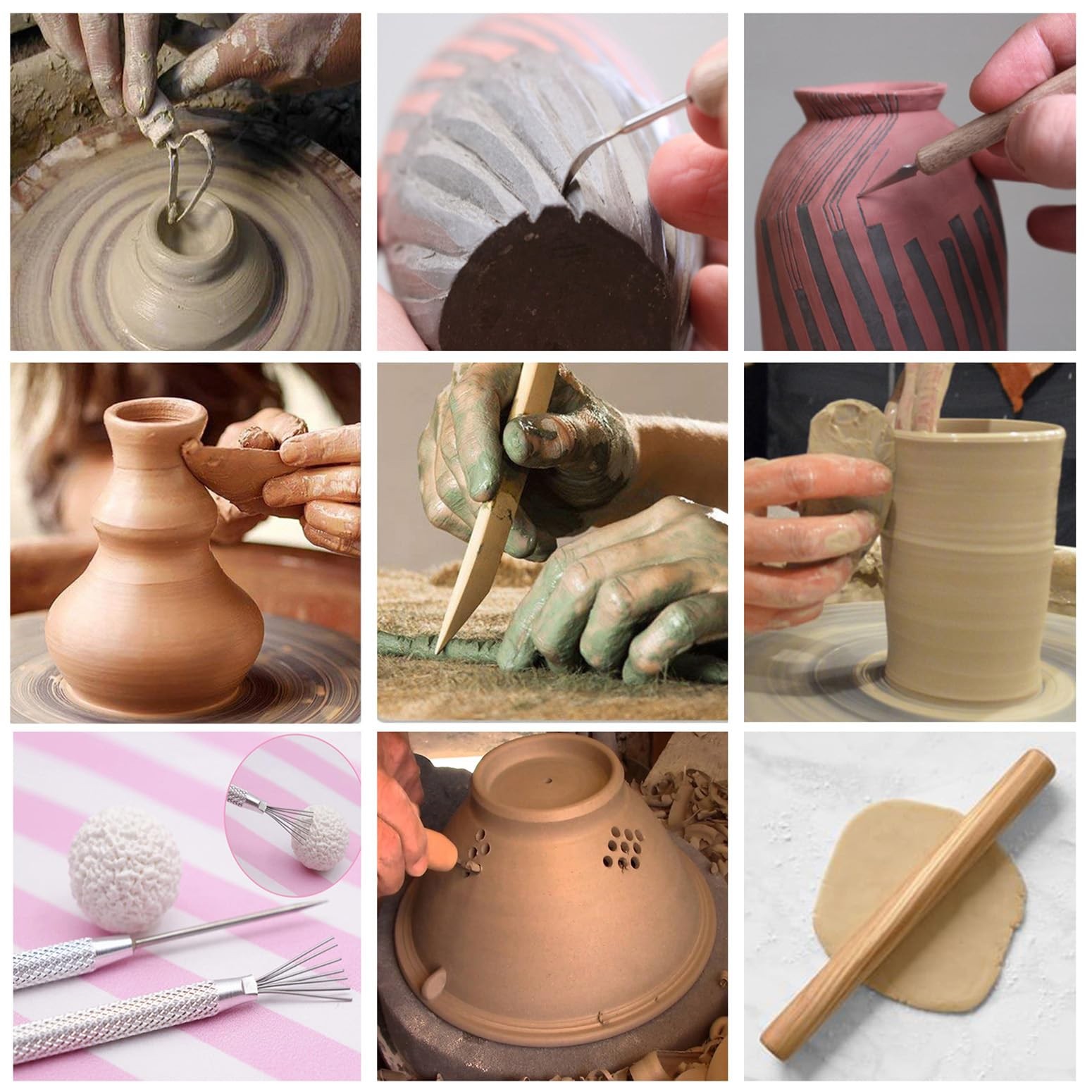 Ceramic Clay Sculpting Tools Set with Plastic Case, for Beginners Expert Crafts