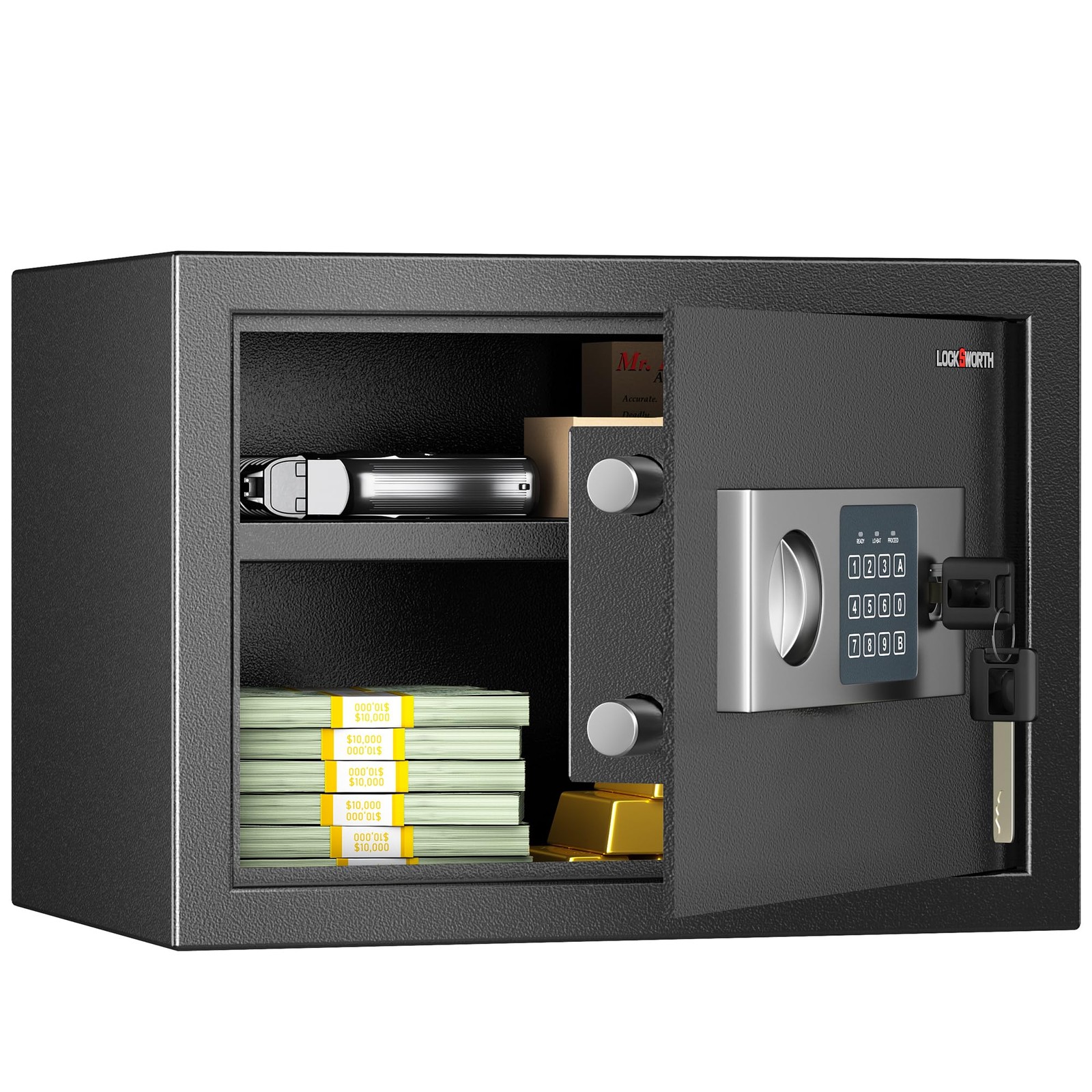 Locksworth Safe for Home, 0.6 Cubic Feet Safety Box, Feet, Black