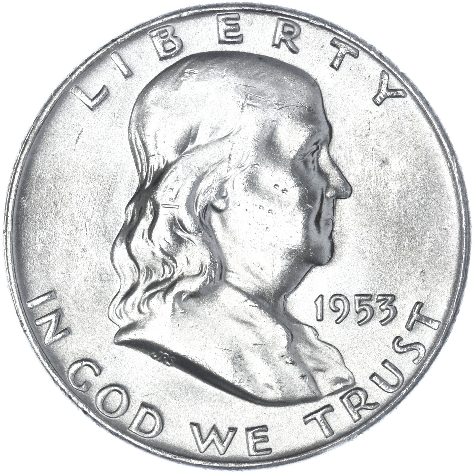 1953 D Franklin Half Dollar 90% Silver BU See Pics E936