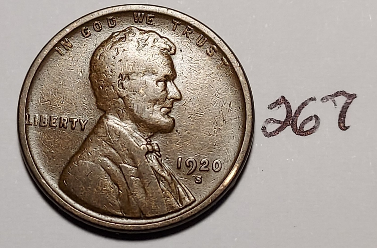 1920-S Lincoln Wheat Cent  Fine  #267