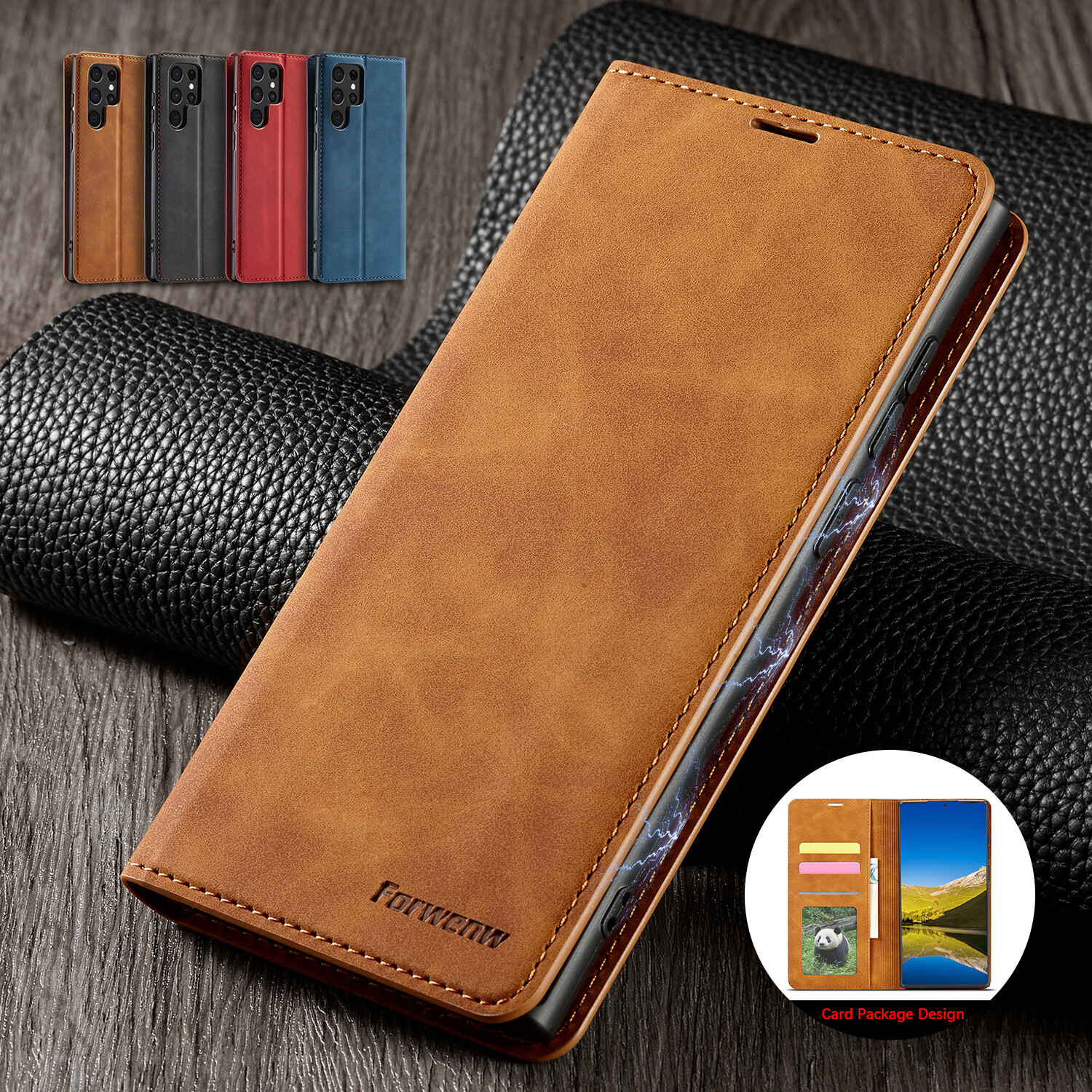 For Samsung S25 Ultra Plus S24 S23 S22 Wallet Leather Case Magnetic Flip Cover