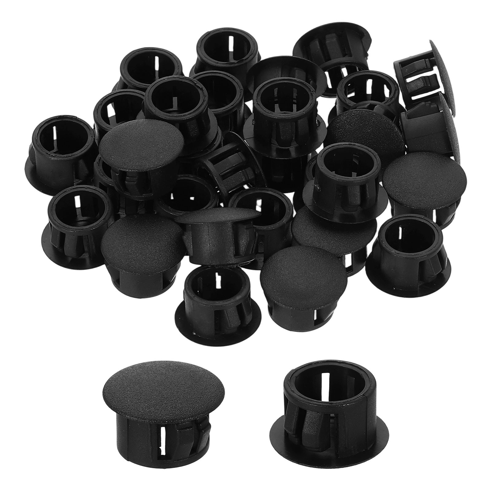 50Pcs Plastic Hole Plugs, 13mm(1/2")Round Flush Type Panel Plugs, Black