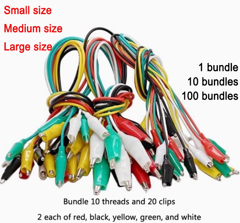 Color Crocodile Clip Test Line 50cm Double Ended Crocodile Small/medium/large