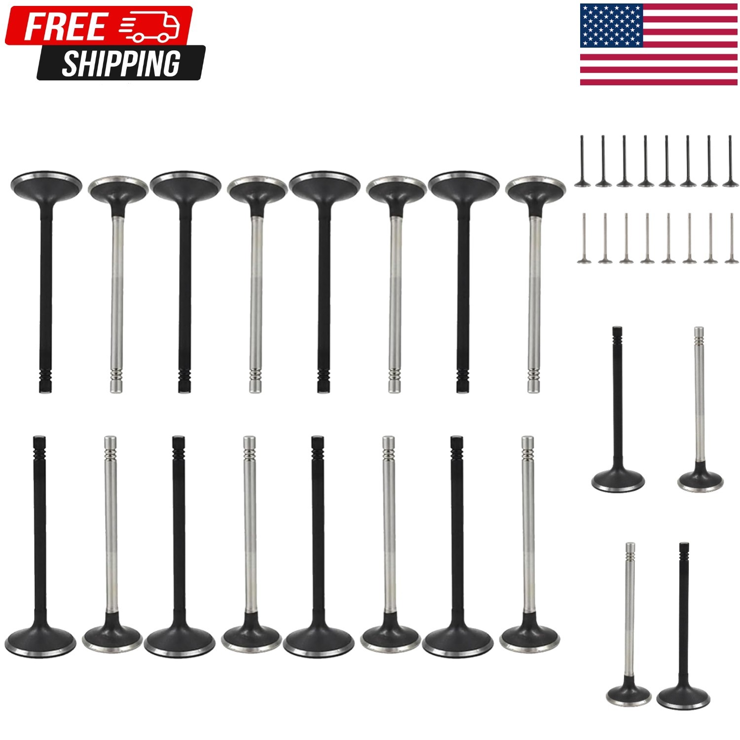 16Pcs Intake Exhaust Engine Valves Replacement for GM 2.0/2.2/2.4 Ecotec DOHC