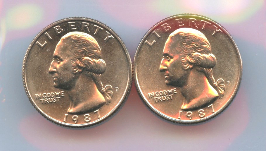 1987-P & D Washington Quarters BU from Mint Set
