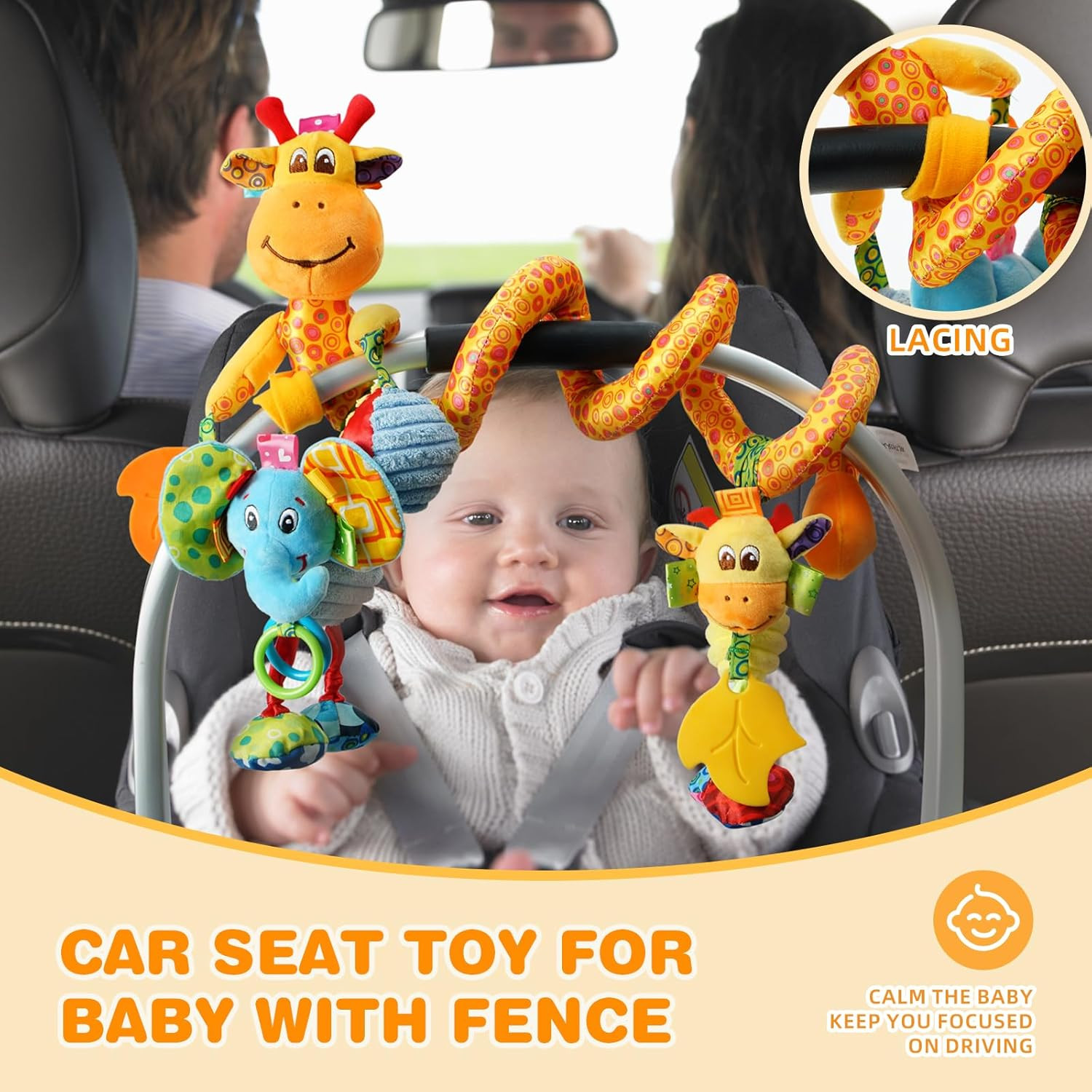 Crib Stroller Car Seat Toys for Baby 0-3-6-9-12 Months, Tummy Time Hanging Senso