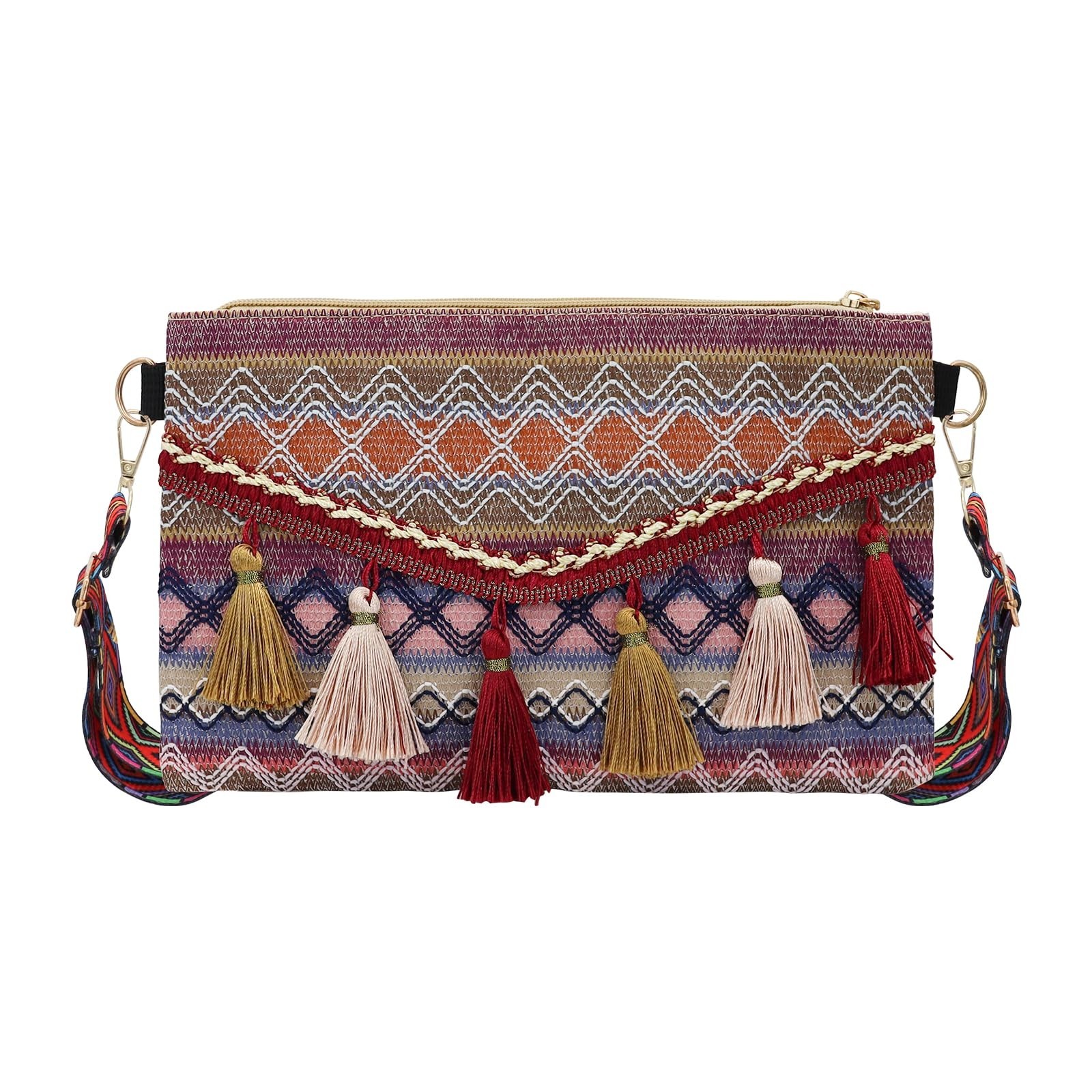 Woven Crossbody Bag, Bohemian Clutch Crossbody Bag Woven Straw Purse Straw Cr...