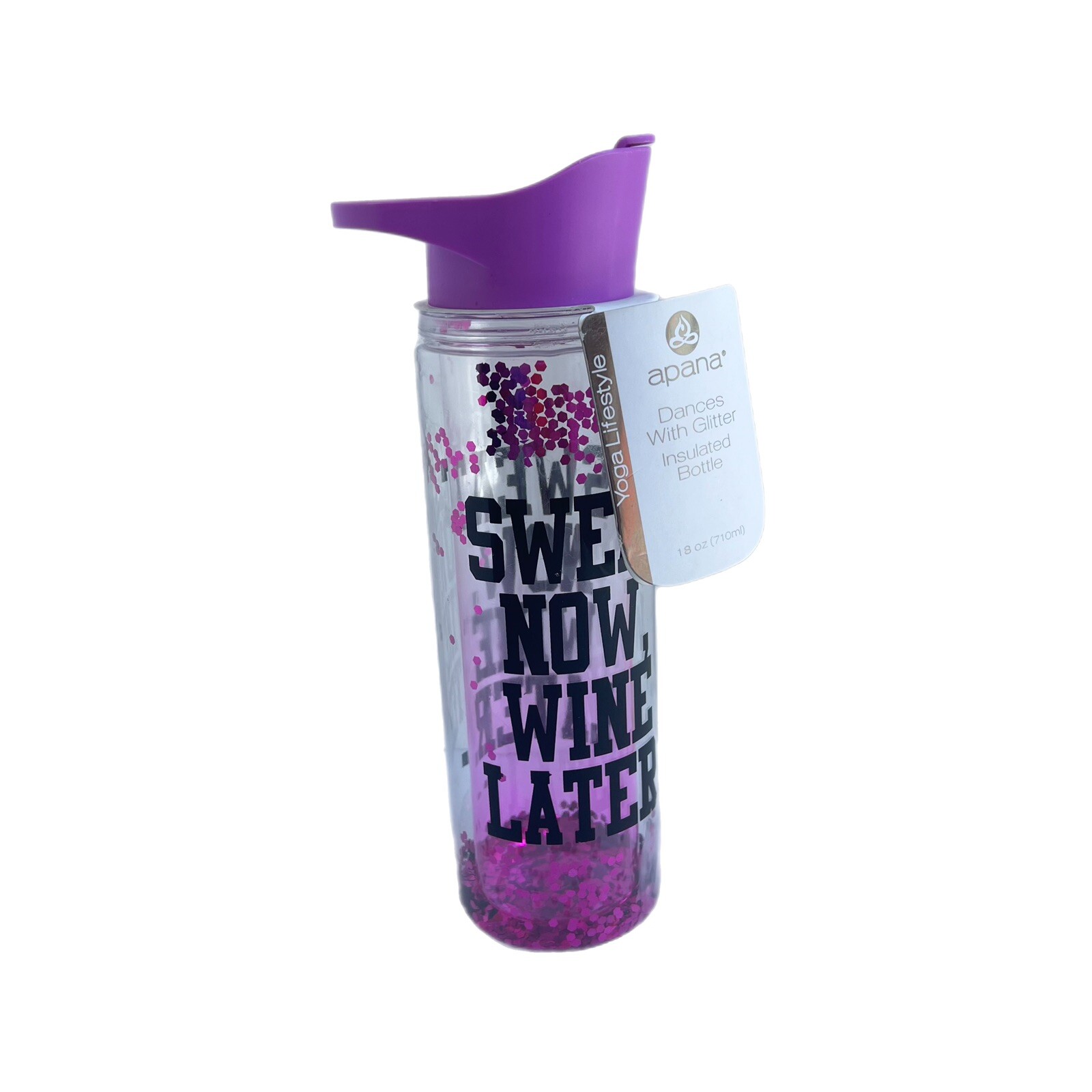 Apana Dances with Glitter Insulated Water Bottle 18oz Purple NEW