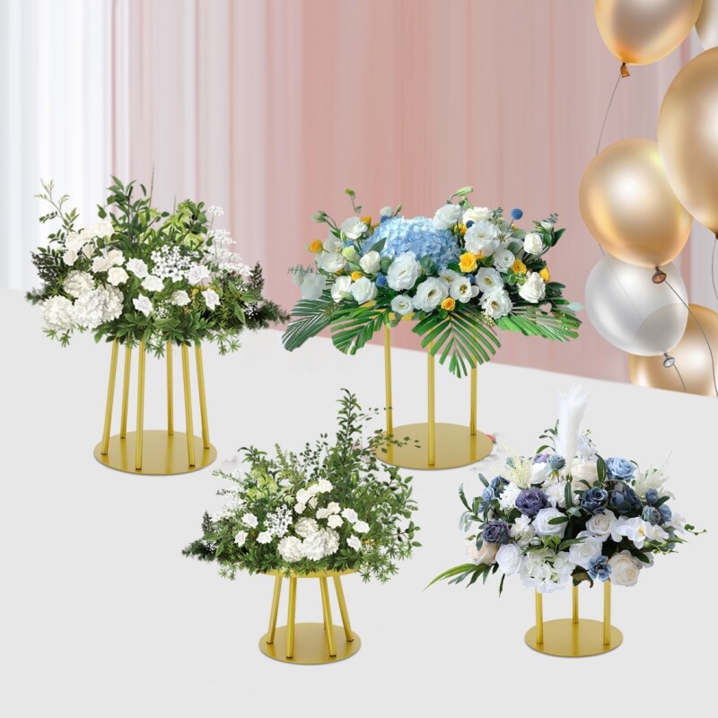 Gold Metal Flower Stand Set - 4 Pcs, Two Sizes for Elegant Centerpieces