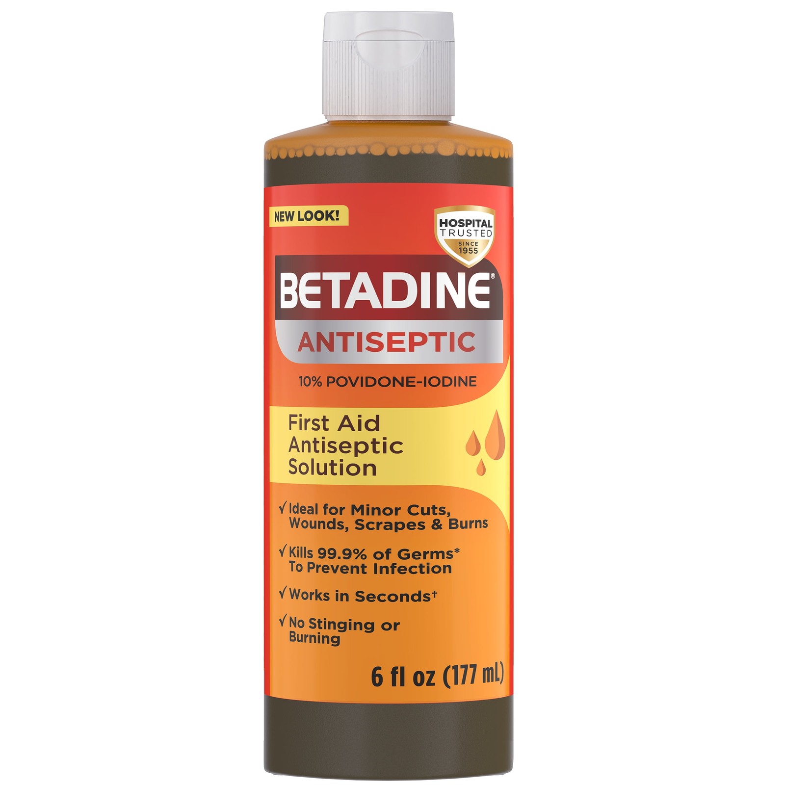 Betadine Antiseptic First Aid Solution, 10% Povidone-Iodine, 6 fl oz (177 mL)