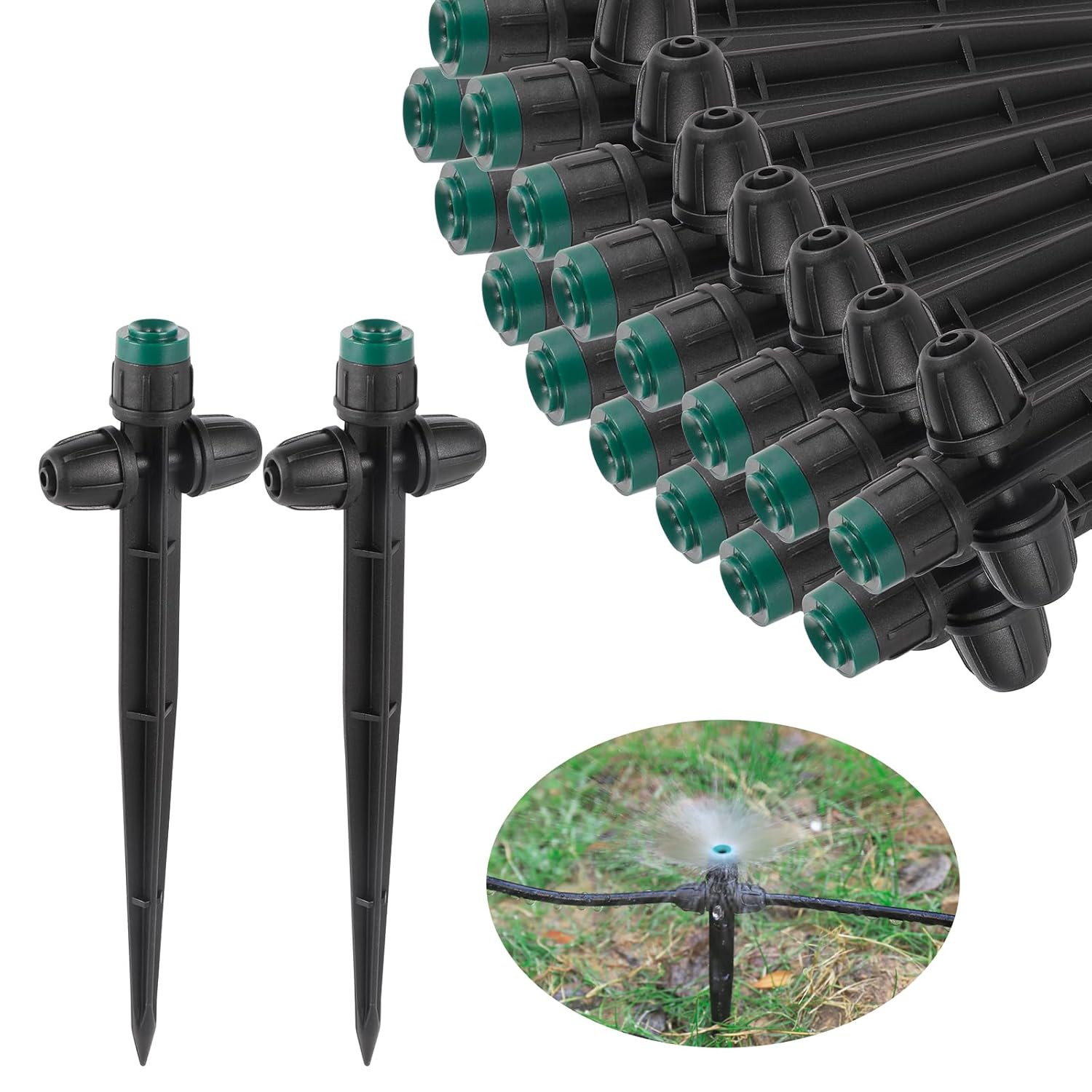 Drip Irrigation Emitters Sprayers for 1/4" Tubing, Adjustable 360 Degree Water